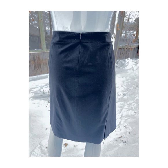 Lafayette 148 Black Pencil Skirt A-Line Virgin Wool Double Pleat Hem Business 12 - Picture 6 of 10